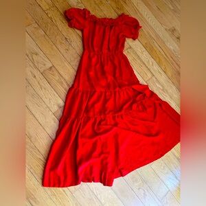 Elegant Red Off-Shoulder Dress